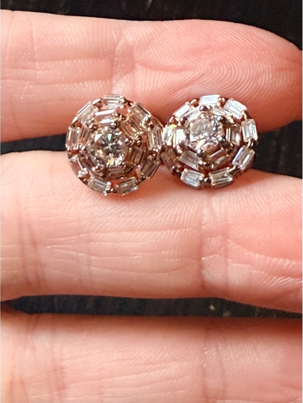 Rose gold tone on Sterling Silver 925 crystal stud earrings